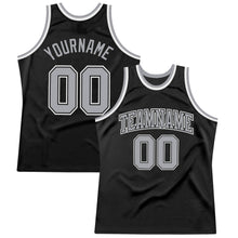 Load image into Gallery viewer, Custom Black Gray-White Authentic Throwback Basketball Jersey
