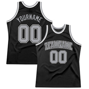Custom Black Gray-White Authentic Throwback Basketball Jersey