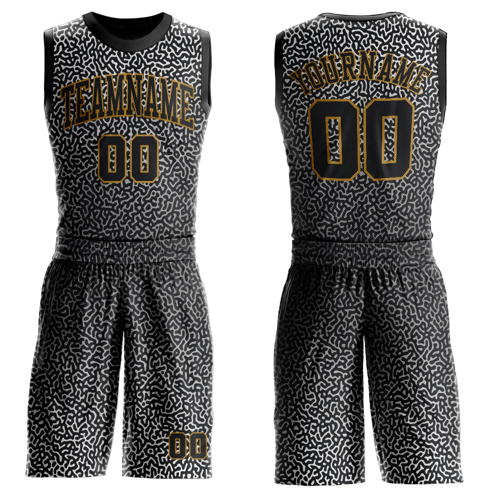 Custom Black Black-Old Gold Round Neck Sublimation Basketball Suit Jersey  Fast Shipping – FiitgCustom