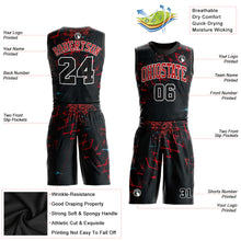 Load image into Gallery viewer, Custom Black Black-Red Round Neck Sublimation Basketball Suit Jersey
