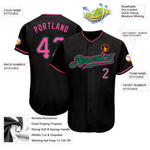 Load image into Gallery viewer, Custom Black Pink-Kelly Green Authentic Baseball Jersey
