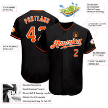 Load image into Gallery viewer, Custom Black Orange-White Authentic Baseball Jersey

