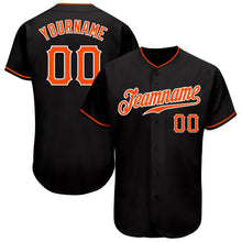 Load image into Gallery viewer, Custom Black Orange-White Authentic Baseball Jersey
