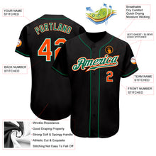 Load image into Gallery viewer, Custom Black Orange-Kelly Green Authentic Baseball Jersey
