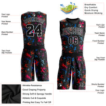 Load image into Gallery viewer, Custom Black Black-Light Blue Round Neck Sublimation Basketball Suit Jersey

