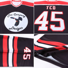 Load image into Gallery viewer, Custom Black White-Red Hockey Jersey
