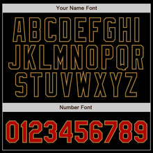 Load image into Gallery viewer, Custom Black Old Gold Pinstripe Red-Old Gold Authentic Baseball Jersey
