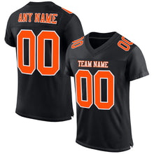 Load image into Gallery viewer, Custom Black Orange-White Mesh Authentic Football Jersey

