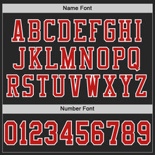 Load image into Gallery viewer, Custom Black Fire Red-White Mesh Authentic Football Jersey
