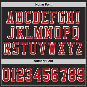 Custom Black Fire Red-White Mesh Authentic Football Jersey