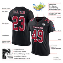 Load image into Gallery viewer, Custom Black Cardinal-White Mesh Authentic Football Jersey
