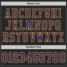 Load image into Gallery viewer, Custom Black Purple-Gold Mesh Authentic Football Jersey
