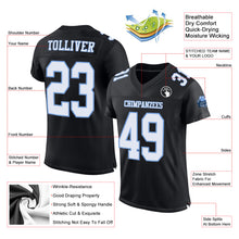Load image into Gallery viewer, Custom Black White-Light Blue Mesh Authentic Football Jersey
