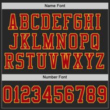 Load image into Gallery viewer, Custom Black Red-Gold Mesh Authentic Football Jersey
