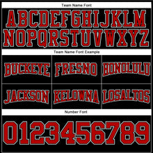 Load image into Gallery viewer, Custom Stitched Black Red-White Football Pullover Sweatshirt Hoodie
