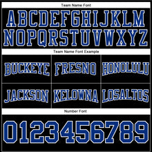 Load image into Gallery viewer, Custom Stitched Black Royal-White Football Pullover Sweatshirt Hoodie
