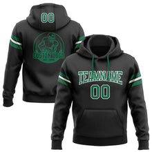 Load image into Gallery viewer, Custom Stitched Black Kelly Green-White Football Pullover Sweatshirt Hoodie
