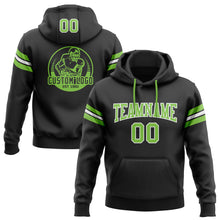 Load image into Gallery viewer, Custom Stitched Black Neon Green-White Football Pullover Sweatshirt Hoodie
