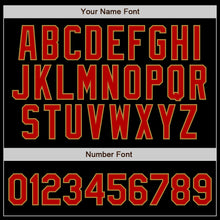 Load image into Gallery viewer, Custom Black Old Gold Pinstripe Red-Old Gold Authentic Baseball Jersey
