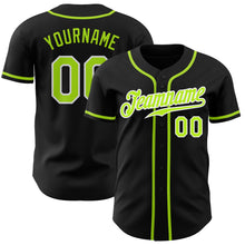 Load image into Gallery viewer, Custom Black Neon Green-White Authentic Baseball Jersey
