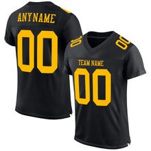 Load image into Gallery viewer, Custom Black Gold Mesh Authentic Football Jersey
