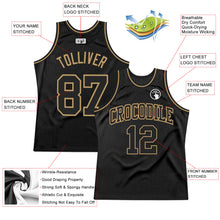 Load image into Gallery viewer, Custom Black Black-Old Gold Authentic Throwback Basketball Jersey
