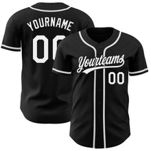Load image into Gallery viewer, Custom Black White Authentic Baseball Jersey
