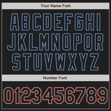 Load image into Gallery viewer, Custom Black Black Powder Blue-Orange Authentic Baseball Jersey
