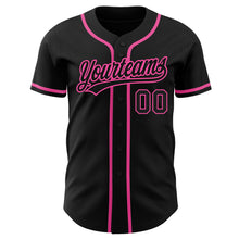 Load image into Gallery viewer, Custom Black Black-Pink Authentic Baseball Jersey
