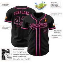 Load image into Gallery viewer, Custom Black Black-Pink Authentic Baseball Jersey
