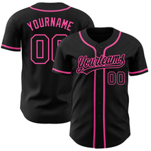 Load image into Gallery viewer, Custom Black Black-Pink Authentic Baseball Jersey
