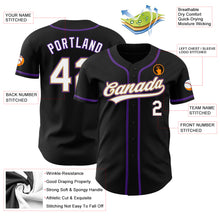 Load image into Gallery viewer, Custom Black White Old Gold-Purple Authentic Baseball Jersey
