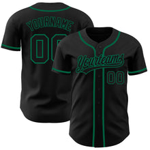 Load image into Gallery viewer, Custom Black Black-Kelly Green Authentic Baseball Jersey

