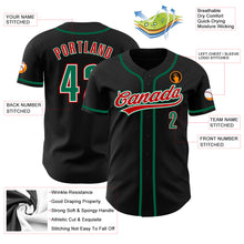 Load image into Gallery viewer, Custom Black Kelly Green-Red Authentic Baseball Jersey
