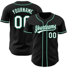 Load image into Gallery viewer, Custom Black White-Kelly Green Authentic Baseball Jersey
