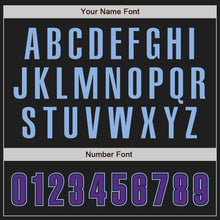 Load image into Gallery viewer, Custom Black Purpe-Light Blue Authentic Baseball Jersey
