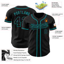 Load image into Gallery viewer, Custom Black Black-Teal Authentic Baseball Jersey
