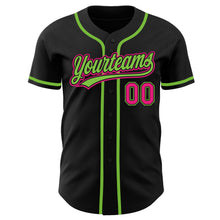 Load image into Gallery viewer, Custom Black Hot Pink-Neon Green Authentic Baseball Jersey
