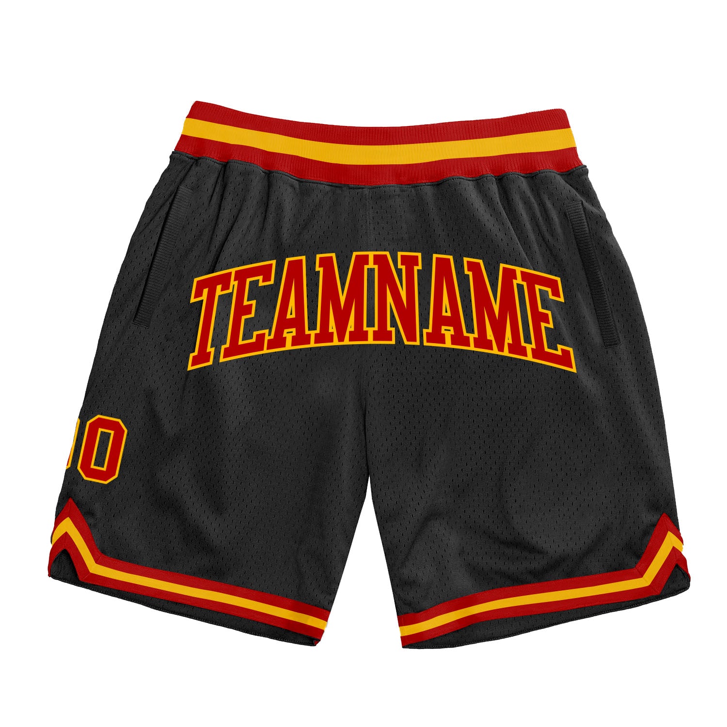 Load image into Gallery viewer, Custom Black Red-Gold Authentic Throwback Basketball Shorts