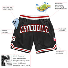 Load image into Gallery viewer, Custom Black White-Red Authentic Throwback Basketball Shorts
