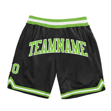 Load image into Gallery viewer, Custom Black Neon Green-White Authentic Throwback Basketball Shorts
