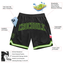 Load image into Gallery viewer, Custom Black Black-Neon Green Authentic Throwback Basketball Shorts
