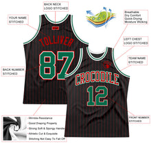 Load image into Gallery viewer, Custom Black Red Pinstripe Kelly Green-Red Authentic Basketball Jersey
