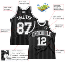 Load image into Gallery viewer, Custom Black Gray Pinstripe White-Gray Authentic Basketball Jersey
