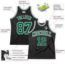 Load image into Gallery viewer, Custom Black White Pinstripe Kelly Green-White Authentic Basketball Jersey
