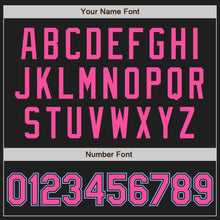 Load image into Gallery viewer, Custom Black White Pinstripe Pink-Light Blue Authentic Baseball Jersey
