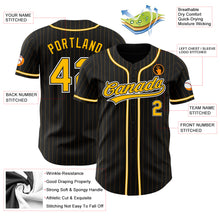 Load image into Gallery viewer, Custom Black Gold Pinstripe Gold-White Authentic Baseball Jersey
