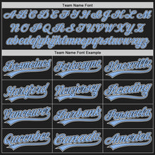 Load image into Gallery viewer, Custom Black Light Blue Pinstripe Light Blue-White Authentic Baseball Jersey
