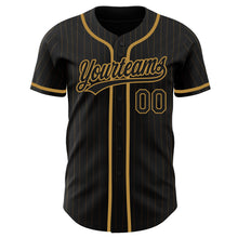 Load image into Gallery viewer, Custom Black Old Gold Pinstripe Black-Old Gold Authentic Baseball Jersey
