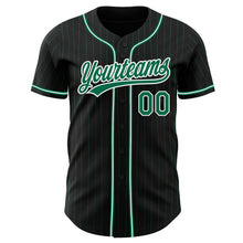 Load image into Gallery viewer, Custom Black Kelly Green Pinstripe Kelly Green-White Authentic Baseball Jersey
